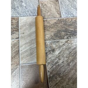 Vintage Wooden Rolling Pin 17.5 Inch Ball Bearing Natural Wood Kitchen Tool